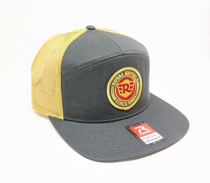 Royal Enfield "Bullet" 7 Panel Trucker Cap, Yellow/Grey